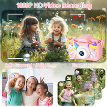 Carica l'immagine nel visualizzatore di Gallery, BNEHHOV Macchina Fotografica Bambini 2.0 Pollici Schermo Ricaricabile Fotocamera 1080P Digitale per Bambina Videocamera per Ragazze Ragazzi Regalo di Natale &amp; Compleanno Scheda 32GB (A)