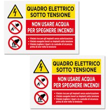 Carica l'immagine nel visualizzatore di Gallery, 2 Adesivi Quadro Elettrico Sotto Tensione | Dimensioni cm 15x10 | Segnaletica di Pericolo | Per Interno ed Esterno | In 