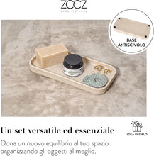 Carica l'immagine nel visualizzatore di Gallery, ZCCZ Set Bagno Accessori Completo 6 pezzi - Kit con Dispenser Sapone, Porta Spazzolino, Supporti Qtip, Bicchiere e Vassoio Vanità - Accessori Moderni per Bagno Elegante - Beige