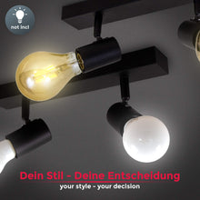 Carica l'immagine nel visualizzatore di Gallery, B.K.Licht Lampada da soffitto con 2 faretti orientabili, adatta per 2 lampadine E27 non incluse max 60W, metallo nero, p