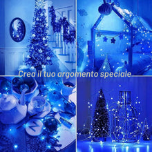 Carica l'immagine nel visualizzatore di Gallery, Luci di Natale 20M 200 LED, Catena Luminosa Filo di Rame Blu Impermeabile Luci Albero di Natale da Esterno Interno Natal