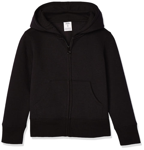 Amazon Essentials Felpe con Cappuccio Foderate in Pile con Cerniera Bambine e Ragazze, Nero, 8 Anni