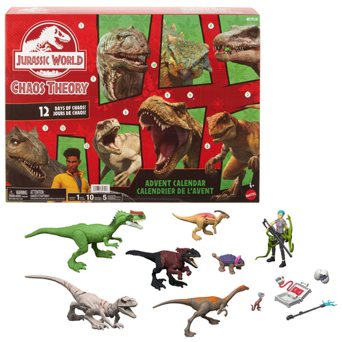 Mattel Jurassic World - Calendario dell'Avvento 2025, 12 finestrelle a sorpresa con Smoothie e altri 8 dinosauri, personaggio Brooklynn e tanti accessori, giocattolo per bambini, 4+ anni, JGM17