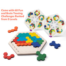 Carica l'immagine nel visualizzatore di Gallery, Coogam Puzzle di legno esagonale - Blocco di forma Tangram Rompicapo Giocattolo Geometria Logica IQ Gioco STEM Montessori Regalo educativo per tutte le età Sfida