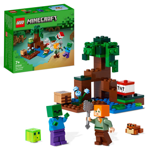 LEGO Minecraft Avventura nella Palude, Modellino da Costruire con Personaggi di Alex e Zombie nel Bioma, Giochi per Bambini, Idee Regalo Compleanno 21240