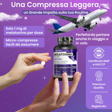 Carica l'immagine nel visualizzatore di Gallery, Melatonina Complex 1 mg Valeriana Camomilla Lavanda B6 per Dormire 365 cpr