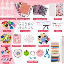 Carica l'immagine nel visualizzatore di Gallery, YOCOLE Fashion Designer Kit, Cucito Giochi Lavoretti Creativi Arte e Artigianato, Playset Manichino Stoffe Quaderno, Regalo Bambina 8 9 10 11 12 Anni