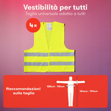 Carica l'immagine nel visualizzatore di Gallery, PURAHELP Set di 4 Gilet Alta Visibilità - Riflettenti Auto