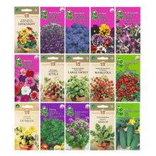 Carica l'immagine nel visualizzatore di Gallery, Nojus - Set di semi per giardino da terrazza - 15 varietà - Semi di fiori, erbe aromatiche e ortaggi per balconi, terraz