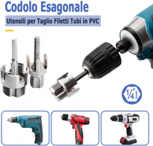 Carica l'immagine nel visualizzatore di Gallery, Mesee Kit per Filettatura Tubi PVC, Strumento per Filettatura Interna ed Esterna Integrata, Compatibile con Trapano Elet