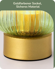 Carica l'immagine nel visualizzatore di Gallery, EDISHINE Lampada Tavolo E27, Paralume Vetro Verde, Base Metallo Dorata