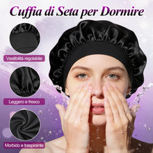 Carica l'immagine nel visualizzatore di Gallery, Cuffia Seta Capelli Notte Set di 2 Cuffia Capelli Seta, Cuffia Doccia Donna, Cuffia Notturna per Capelli Ricci e Lisci, 