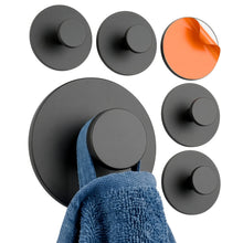 Carica l'immagine nel visualizzatore di Gallery, Minismus Set 6 Ganci Adesivi, Pomello Rotondo, senza Fori, Nero Satinato