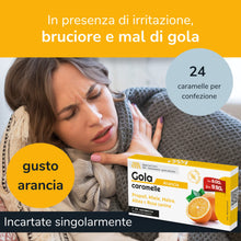 Carica l'immagine nel visualizzatore di Gallery, Sanavita Gola Arancia Confezione da 24 caramelle Incartate singolarmente