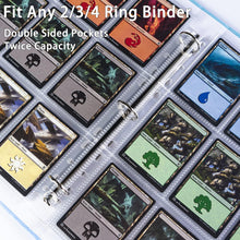 Carica l'immagine nel visualizzatore di Gallery, 540 Buste per Carte da Collezione, Doppio Lato 9 Sacchetti, Fogli di Carte Ultra Trasparenti 11 Fori per Raccoglitore ad