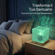 Carica l'immagine nel visualizzatore di Gallery, Lampada Cubo Acrilico Effetto Cristallo – Proiettore Aurora Boreale Onde d’Acqua con Telecomando, 16 Colori RGB e Base i