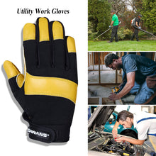 Carica l'immagine nel visualizzatore di Gallery, SAWANS Guanti da giardinaggio in Pelle per Donna e Uomo Leggeri Extra resistenti Antispine Giardiniere Heavy Duty Rigger