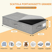 Carica l'immagine nel visualizzatore di Gallery, Romon Scatole per Armadio, 2 Pezzi Contenitori Sottoletto con Cerniera Bidirezionale, Organizzatore per Letto con Coperchio, 50l (76x40x17cm), Piegabile, Per Abiti E Biancheria, Grigio