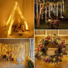 Carica l'immagine nel visualizzatore di Gallery, BG9D Tenda Luminosa Natale, 1,2x1,2 m Tenda Luminosa 120 luci a LED con 12 ganci per matrimoni, feste,Natale, cortili, decorazioni per interni ed esterni