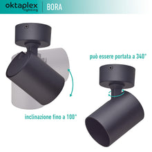 Carica l'immagine nel visualizzatore di Gallery, Oktaplex Bora faretto da soffitto 1 fiamma GU10 LED spot bar 230V orientabile spot a parete nero