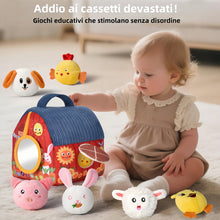 Carica l'immagine nel visualizzatore di Gallery, Giochi Montessori Neonato 6-12 Mesi - Casa Morbida Animali da Fattoria con Fienile/Sonaglio/Specchio Neonati Montessori 