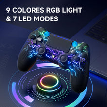 Carica l'immagine nel visualizzatore di Gallery, ECHTPower Controller Wireless per PS4, Joystick con Luci RGB per PS4/Pro/Slim/PC, Batteria da 1000mAH, Doppia Vibrazione, Giroscopio, jack per Cuffie da 3,5mm, Controller Ergonomico e Antiscivolo