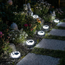 Carica l'immagine nel visualizzatore di Gallery, Fohil Luci solari da giardino per esterni, confezione da 4 luci solari per recinzione, stampa zampe, decorazioni imperme
