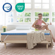 Carica l&#39;immagine nel visualizzatore di Gallery, Amazon Basics - Topper Matrimoniale 160 x 190 cm in Memory Foam, 5 cm Coprimaterasso con Angoli Elastici, Bianco