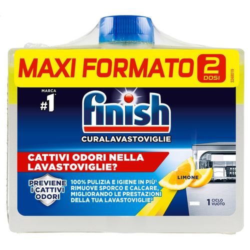 Finish Curalavastoviglie, Additivo Lavastoviglie, 2 Prodotti da 250 ml, Limone.