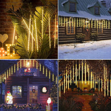 Carica l'immagine nel visualizzatore di Gallery, ODEETRONIC Luci Della Pioggia di Meteore Esterno, 240 LED 30cm 10 Tubi Natale Meteore Luce Impermeabile Doccia Pioggia L