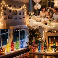 Carica l'immagine nel visualizzatore di Gallery, Ymenow Luci LED a Batteria, 6 pezzi 2M 20 LED filo di rame lucine per bottiglie di vino luci per bottiglie di vino con t