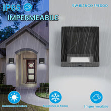 Carica l'immagine nel visualizzatore di Gallery, Applique da Parete Esterno 2 Pezzi, IP65 Lampada da Parete LED Moderno, 5W Luce Bianca 6500K Applique da Esterno per Gia