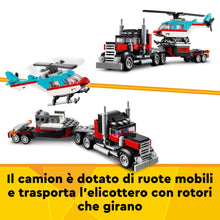 Carica l&#39;immagine nel visualizzatore di Gallery, LEGO Creator 3 in 1 Autocarro con Elicottero, Giochi per Bambini e Bambine da 7 Anni, Camion Giocattolo Ricostruibile in Aereo e Cisterna o in Auto da Corsa e SUV, Idea Regalo di Compleanno 31146