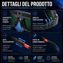 Carica l'immagine nel visualizzatore di Gallery, Occhiali Saldatura Automatici Professionali - Oscuramento a Energia Solare - Occhiali per Saldatura + da Saldatore + Pro