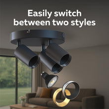 Carica l'immagine nel visualizzatore di Gallery, Calex Faretto da Soffitto LED, 3 Luci, Rotondo, GU10, Nero e Oro