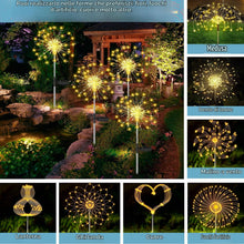 Carica l'immagine nel visualizzatore di Gallery, Luci Solari da Giardino,4 Pezzi 120 LED Luci da Esterno Giardino Solari con 8 Modalità, IP65 Impermeabie Solare Fuochi D
