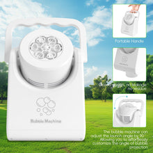 Carica l'immagine nel visualizzatore di Gallery, Macchina per Bolle per Bambini Soffiatore di Bolle Automatico per i più Piccoli Ricaricabile a Batteria Portatile Bolla Maker Ragazzini Ragazze Bolla Giocattolo Elettrico Ruotato di 90°/360° (Bianco)