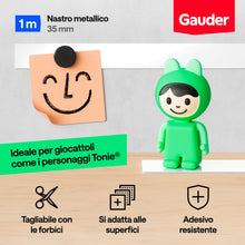 Carica l'immagine nel visualizzatore di Gallery, GAUDER Nastro metallico autoadesivo per magneti (1 m x 35 mm)