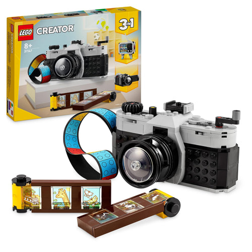LEGO Creator 3 in 1 Fotocamera Retro, Macchina Fotografica Giocattolo da Costruire Trasformabile in Videocamera o TV Vintage, Giochi per Bambini e Bambine da 8 Anni, Idea Regalo di Compleanno 31147
