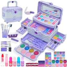 Carica l'immagine nel visualizzatore di Gallery, Trucchi Bambina Set, 57 pezzi Trucchi Bambina Anallergici, Lavabile Set Di Trucchi Per Bambini, Valigetta Trucchi Bambina, Giochi Bambina Natale Compleanno Regalo Bambina 3 -12 Anni (Viola Chiaro)