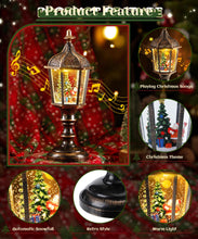 Carica l'immagine nel visualizzatore di Gallery, Auniq Lanterna di Natale a globo di neve con musica, Globo di Neve Natalizio Lanterna Retro Lampione Stradale LED Musicale Babbo Natale e Fiocco di Neve-Lampada di Natali, Luce notturna Natali Regalo