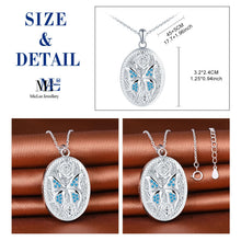 Carica l'immagine nel visualizzatore di Gallery, MicLee Collana Ciondoli Foto da Donna in Argento 925 Pendenti Medaglioni de Farfalla Moda Collane Ovale di Farfalla con Zircone Blu Ciondolo Apribile