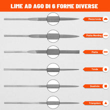Carica l'immagine nel visualizzatore di Gallery, ValueMax Set Lime per Metallo da 7 Pezzi, Tondo, Mezzotondo, Triangolare, Quadrato, Piatto, Piattoe Appuntito, Mini Lima