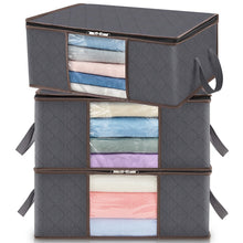 Carica l&#39;immagine nel visualizzatore di Gallery, Lifewit 3 Pezzi 35L Scatole per Vestiti, Scatola per Armadio Pieghevole, scatoloni per trasloco, contenitori sottoletto per Coperte, Biancheria da Letto, Grigio