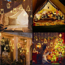Carica l'immagine nel visualizzatore di Gallery, Lypumso Tenda Luminosa Natale, 3.5M Luci di Natale 8 Modalità, 120LEDs Catena Luminosa Natalizie Batteria/USB IP44 con Funzione di Timer, per Decorazioni Esterno/Interno, Finestra, Giardino, Balcone