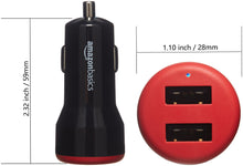Carica l'immagine nel visualizzatore di Gallery, Amazon Basics Caricabatterie per auto USB-A a 2 porte - 24 W - per cellulari (iPhone 16/ 15/14/13/12/11/X, Samsung e alt
