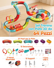 Carica l'immagine nel visualizzatore di Gallery, hahaland Trenino Elettrico per Bambini 64 Pezzi, Set STEM Pista Trenino 3D