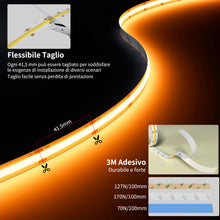Carica l'immagine nel visualizzatore di Gallery, PAUTIX Striscia LED COB 6M Bianco Caldo 2000K 24V LED Strip,504LEDs/M,CRI90+,Alto Lumen Super Luminoso Flessibile Linear