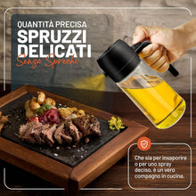 Carica l'immagine nel visualizzatore di Gallery, PORTENTUM Spruzzino Olio per Friggitrice Aria 500ml 2 in 1, Dosatore Bottiglia e Oliera Spruzzino olio, Accessori friggitrice ad aria nebulizzatore per Alimenti e Spruzzatore (Nero)