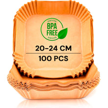 Carica l&#39;immagine nel visualizzatore di Gallery, edihome, Carta Forno per Friggitrice ad Aria, per Microonde, 100 unità, 20-24 cm, Quadrato-Rotondo, BPA Free, Monouso, Adatto al Forno, da 5 a 8 litri (Quadrata, 20-24 cm)